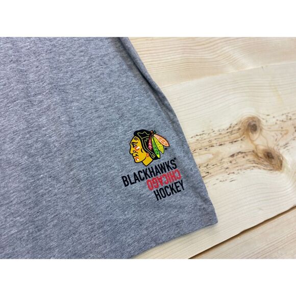 Chicago Blackhawks Shirt Mens Medium Gray Adidas Hockey NHL Short Sleeve Slim - Picture 12 of 14